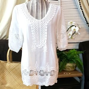 Lauren Michelle white blouse embroidered